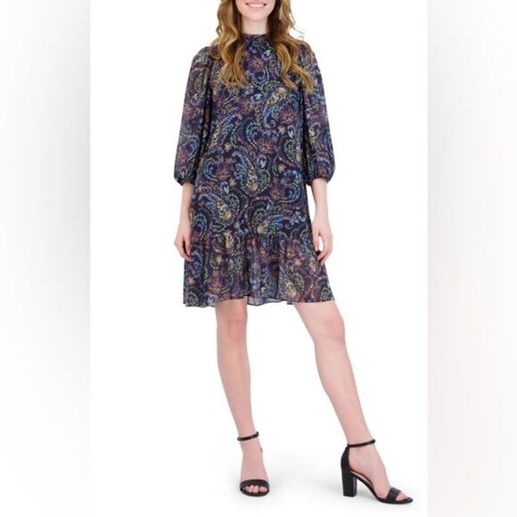 JULIA JORDAN
Mock Neck Three-quarter Sleeve Dress In Black - Picture 1 of 6